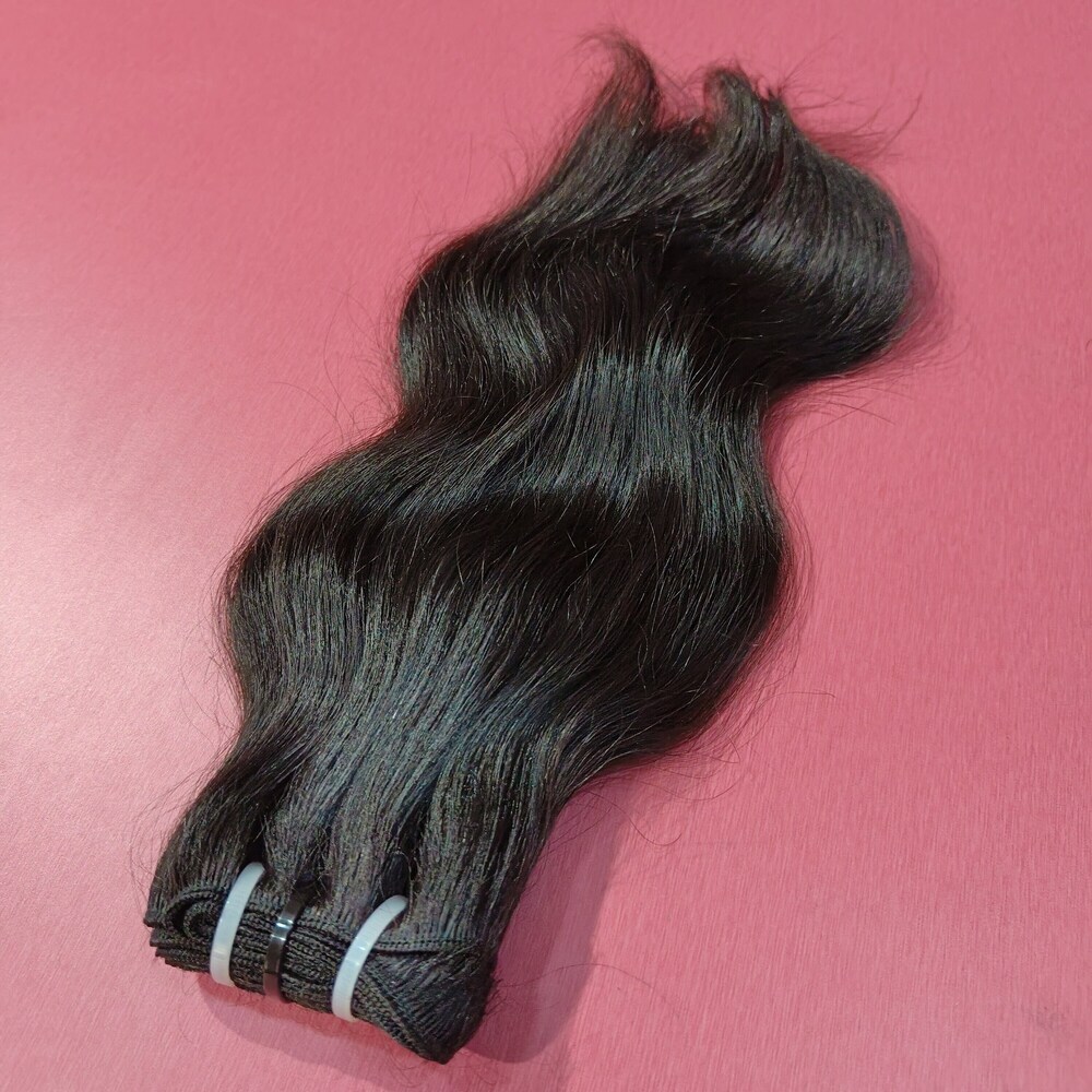 Wholesaler Temple Natural Wavy Weaves Human Hair Weft Bundles Extensions
