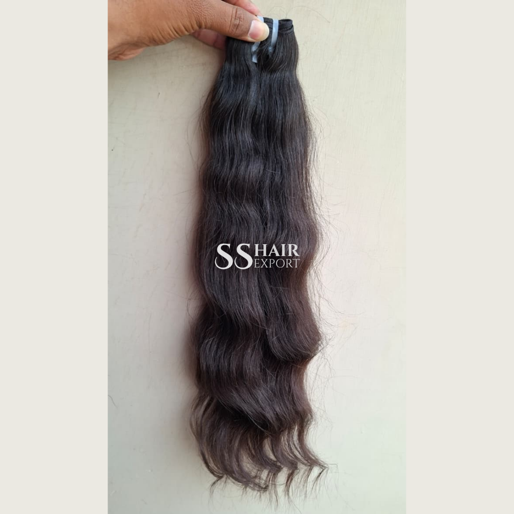 South Indian Straight Human Hair Bundles Raw & Unprocessed Black 100gm Size - 22in