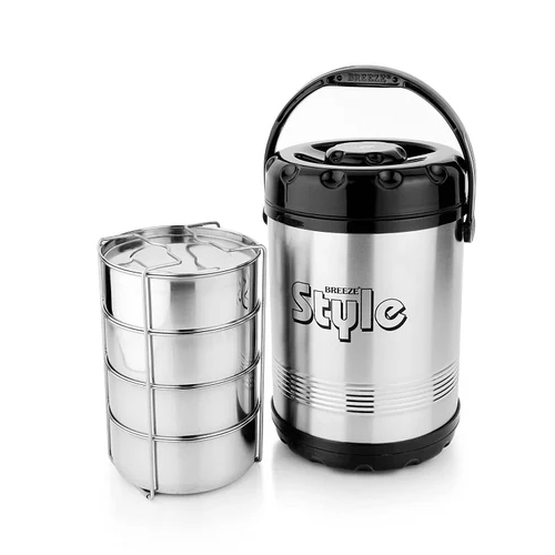 4 Tier Stainless Steel Lunch Box - Capacity: 500 Milliliter (Ml)