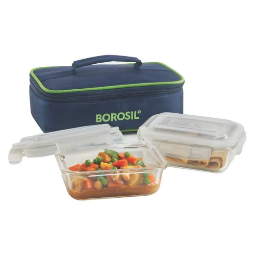 Vertical Glass Lunch Box - Capacity: 400 Milliliter (Ml)
