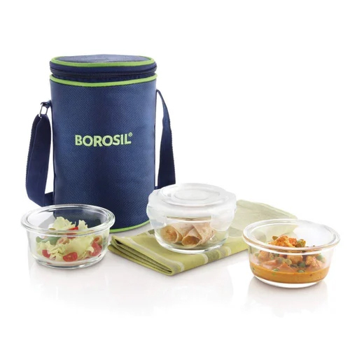 Borosilicate Microwavable Glass Lunch Box - Capacity: 400 Milliliter (Ml)
