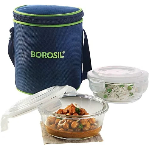 Borosil Vertical Glass Lunch Box - Capacity: 400 Milliliter (Ml)