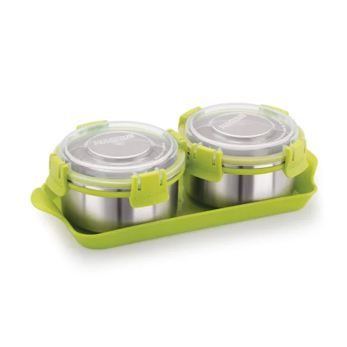 Lunch Box Steel Tray Set - Capacity: 600 Milliliter (Ml)