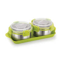 Lunch Box Steel Tray Set - Capacity: 600 Milliliter (ml)