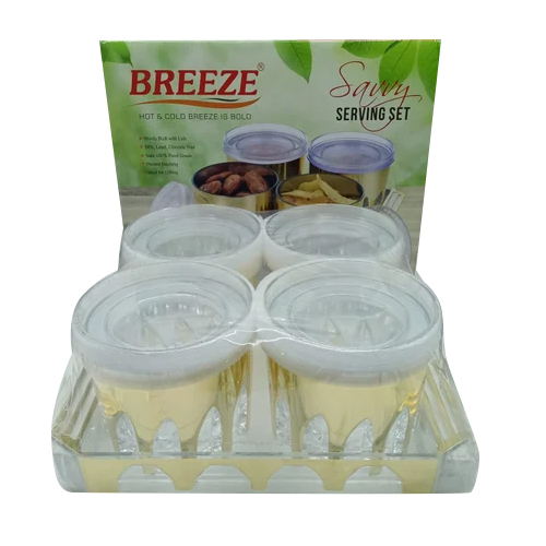 Savvy Serving Tray Set Of 4 Pcs - Color: Golden