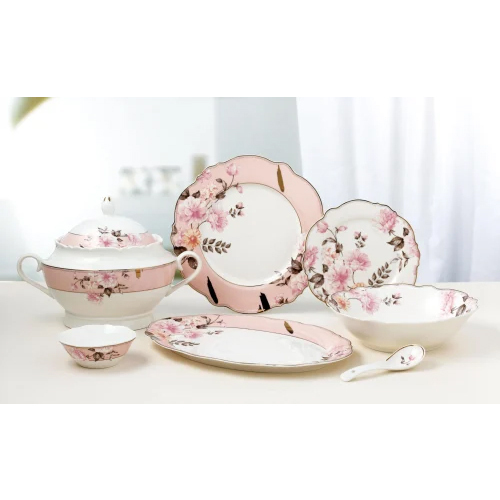 Hometouch Royal Floral Dinner Set Of 41 Pcs - Color: White