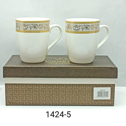 Vigneto Coffee Mugs Set Of 2 Pcs - Color: White