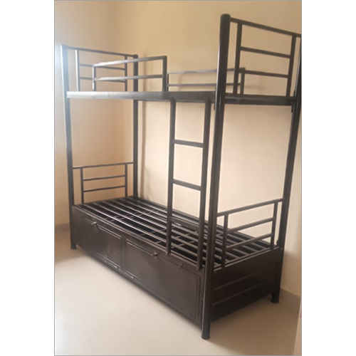 Single Metal Bed With Storage - Color: Black