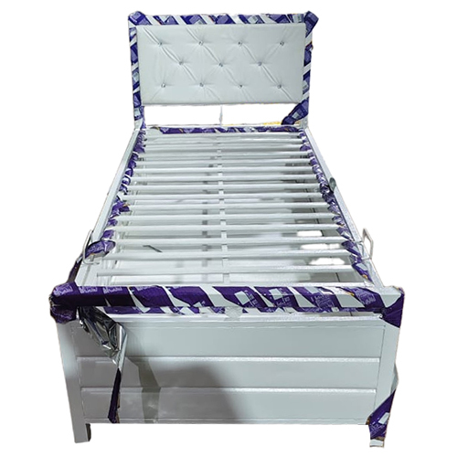 Single Metal Bed With Storage - Color: Black