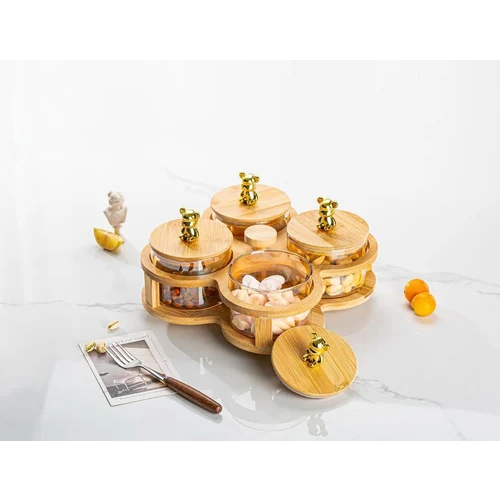 Glass Jar Set With Tray For Dry Fruits Storage - Capacity: 250 Milliliter (Ml)