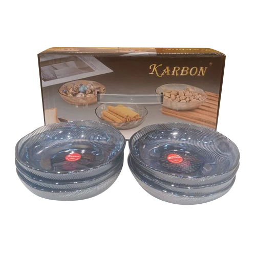 Glass Snacks Plate Set Of 6 Pcs - Color: Transparent