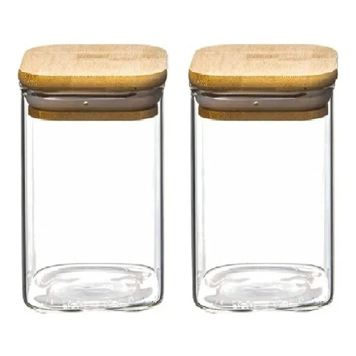 Ul-5 Glass Storage Jar With Wooden Lid - Color: Transparent