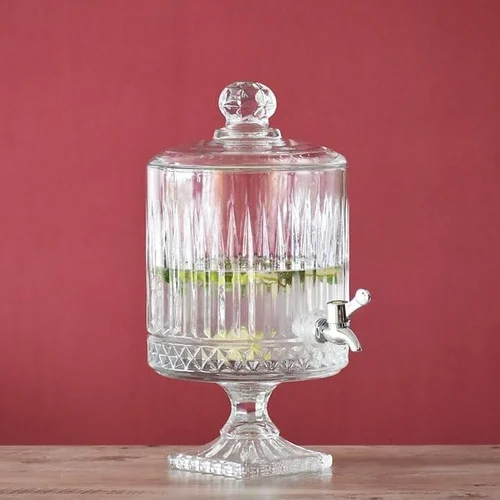 3.2L Glass Water Dispenser With Bamboo Rack - Capacity: 3.2 Ltr