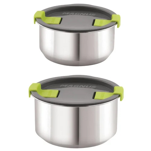 Air Tight Stainless Steel Steam Lock Container - Color: Green And Silver