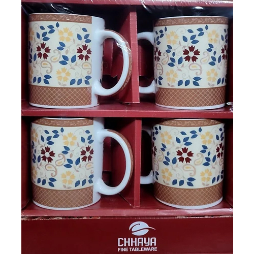 Chhaya Ceramic Milk Mug 4 Pc Set - Color: White