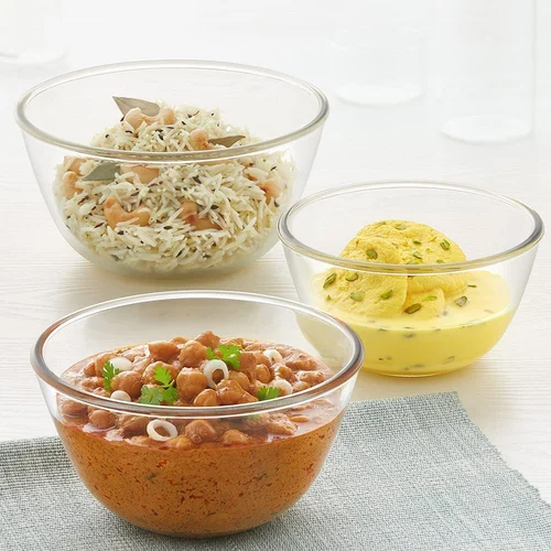 Glass Mixing Bowls Set Of 3 - Capacity: 500 Milliliter (Ml)