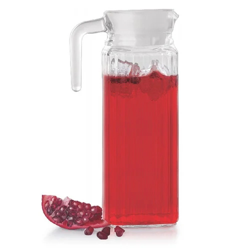 White Glass Water Juice Jug With Lid