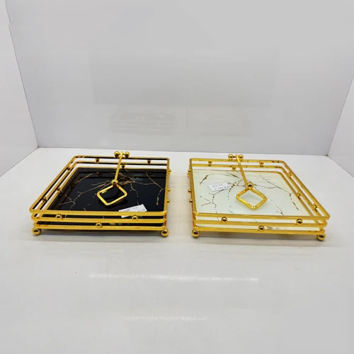 Golden Inner Glass And Metal Napkin Stand - Design: Modern