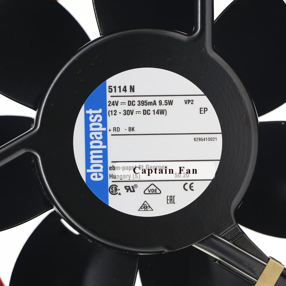 5114N Ebm Papst Fan 24V Fan 9.5W 395mA 135x135x38MM 2-Wire Axial Fan for Inverter