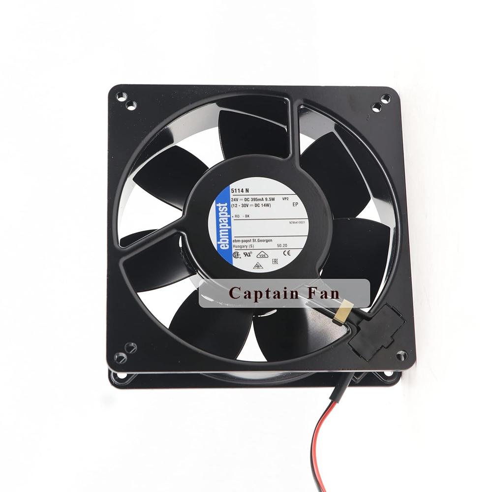 5114N Ebm Papst Fan 24V Fan 9.5W 395mA 135x135x38MM 2-Wire Axial Fan for Inverter