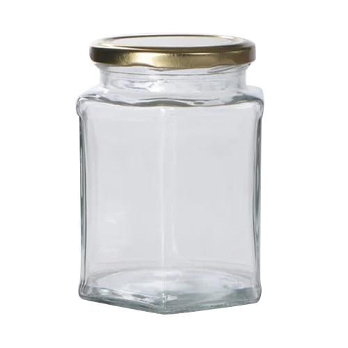 हेक्सागोनल कांच का जार 400 मिलीलीटर