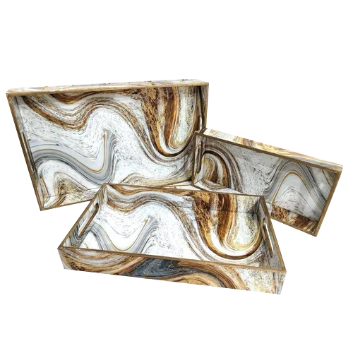 Wooden Mdf Tray Set Of 3 - Features: Durable