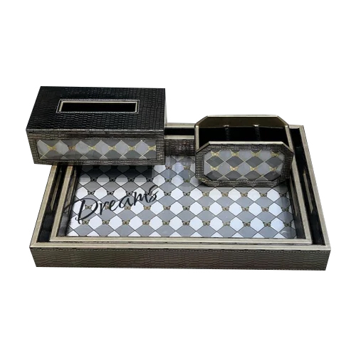 Leather Corporate Gift Set - Color: Black