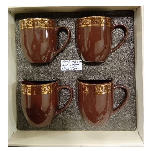 Krista Premium Porcelain Tea Cups Set - Color: Brown