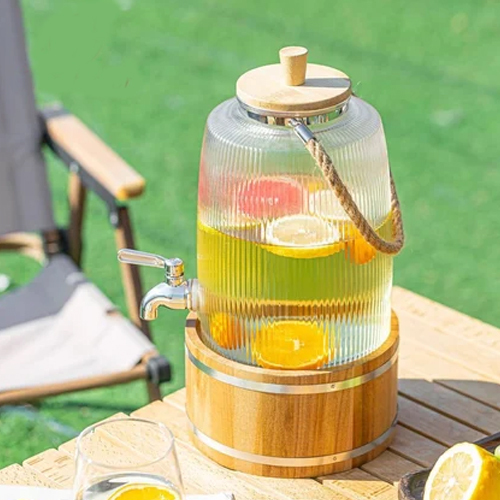 6 ltr Glass Water Dispenser With Wooden Lid