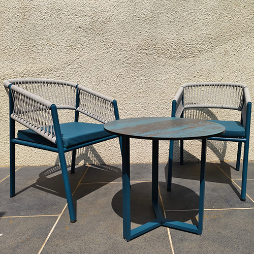 Outdoor Blue Coffee Chair Table Set - Application: Garden