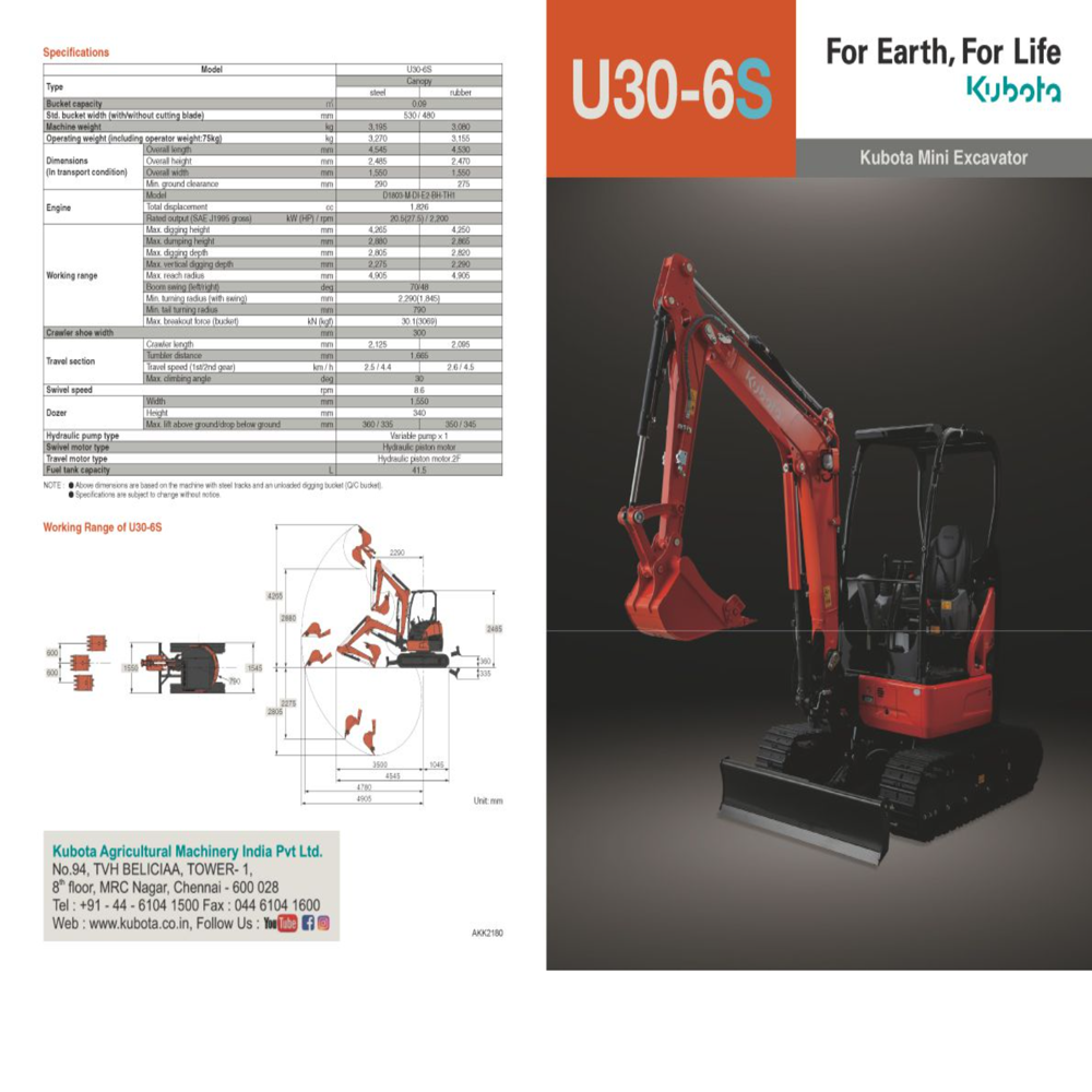 Mini Excavator U 30 - 6