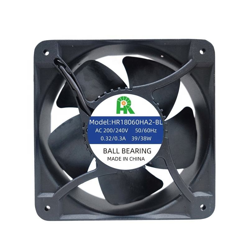 HR18060HA2-BL 18060 180X180X60mm 200V 240V AC 50/60HZ 0.32A 39/38W Ball Bearing Cabinet Inverter Axial Cooling Fan