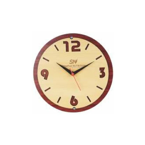 Designer MDF Wooden Wall Clock - 9.5x9.5 Inches, Brown Color | Round Shape, Easy to Use Wall Mounting, Smooth Surface