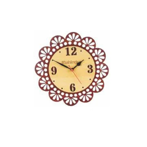 Designer MDF Wooden Wall Clock - 9.5 x 9.5 Inches, Brown Finish | Analog Display, Smooth Surface, Controller, Counter Chain