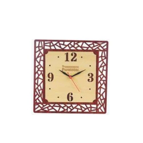 9.5X9.5 Inch Mdf Designer Wooden Wall Clock - Color: Brown