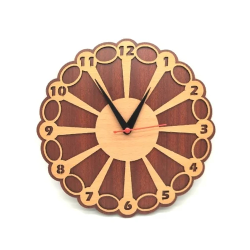 Brown Mdf Designer Wall Clock - Features: Controller