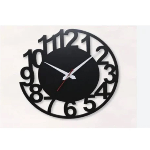 Mdf Designer Wall Clock For Home - Color: Black
