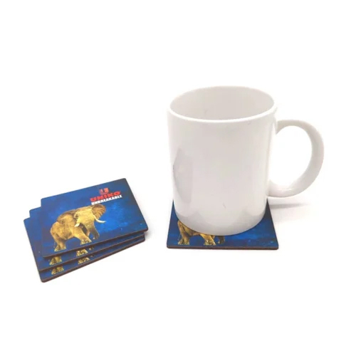 MDF Sublimation Tea Coaster - Wooden, 3.5 x 3.5 Inches, Multiple Color Options - Printed Designs, Polished Finish, Square Shape