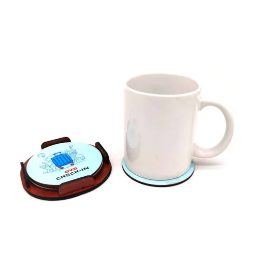 MDF Sublimation Tea Coaster - Polished Wooden Material, 3.5 x 3.5 Inches Round Shape, Vibrant Printed Designs, Easy to Clean