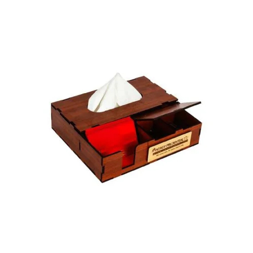 Brown Mdf Wooden Tissue Box