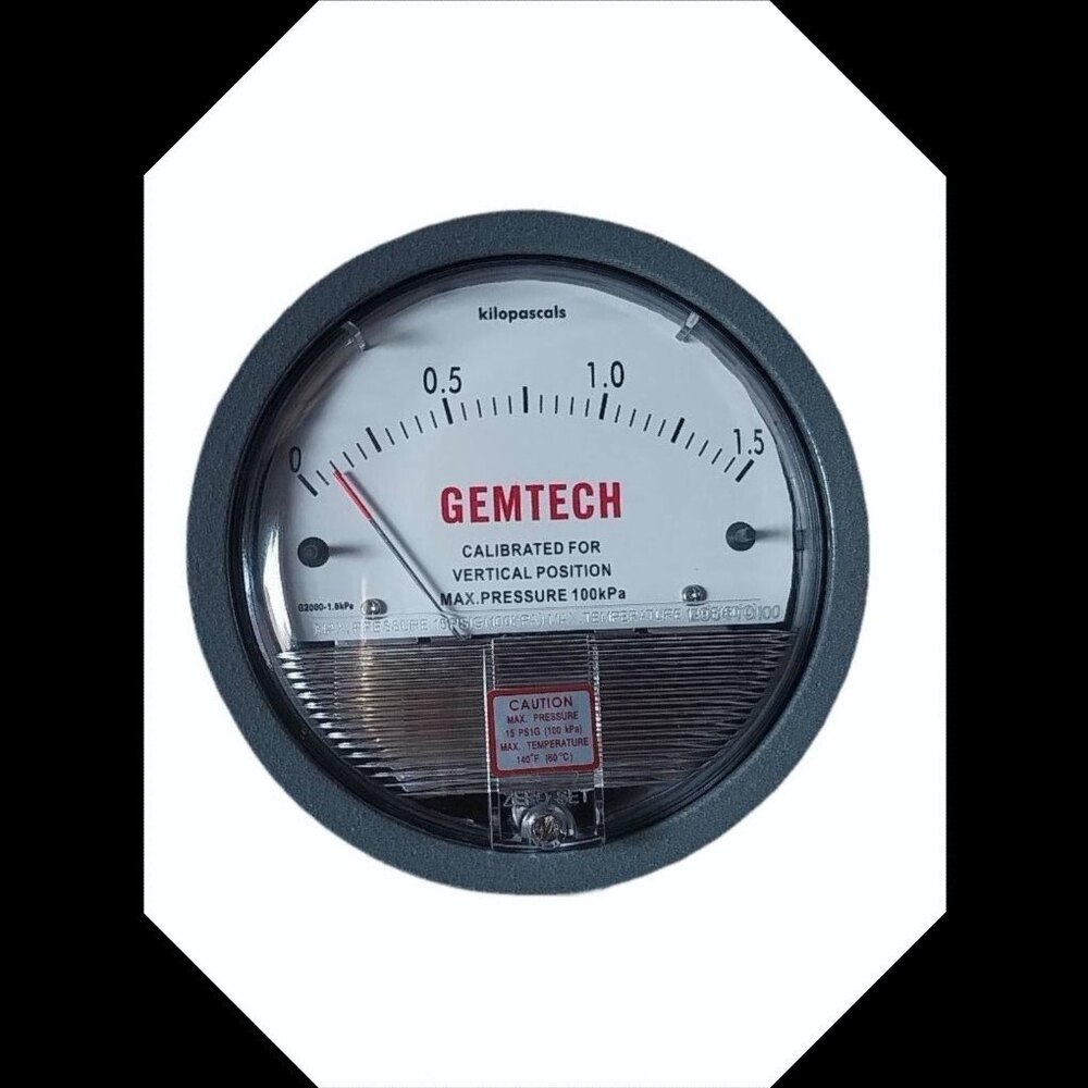 Factory Low 0-60pa 4 Inch Gemtech Differential Air Pressure Gauge For Clean Room - Accuracy: 2% (-Ha Model 1) Of Fs (3% (-Ha 1.5%) On -0