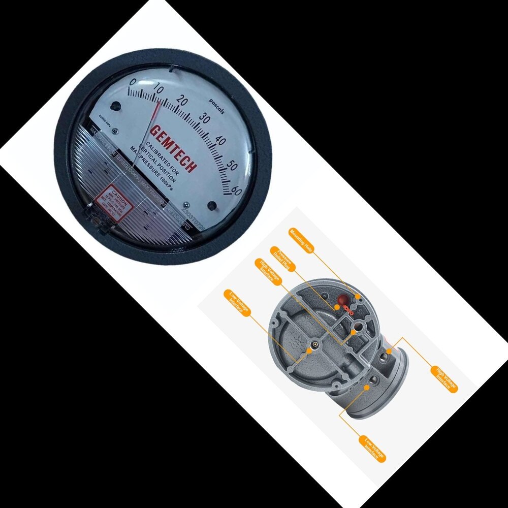 Factory Low 0-60pa 4 Inch Gemtech Differential Air Pressure Gauge For Clean Room - Accuracy: 2% (-Ha Model 1) Of Fs (3% (-Ha 1.5%) On -0
