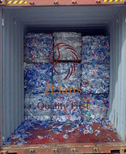 PET bottles on bales clear & with labels scrap