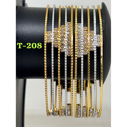 T 208 Brass Bangles, Gold Plated  Brass Bangles - Color: Golden