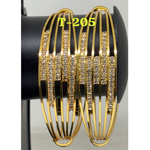 T 205 Brass Bangles, Gold Plated Brass Bangles - Color: Golden