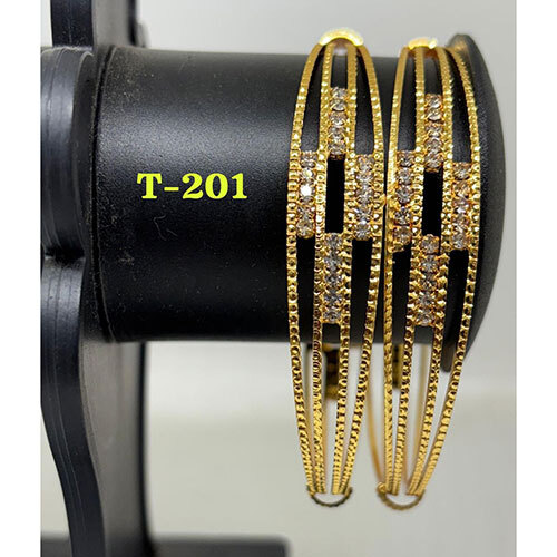 T 201 Brass Bangles, Gold Plated  Brass Bangles - Color: Golden