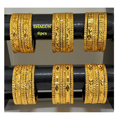 Shagun Brass Bangles, Gold Plated Brass Bangles - Color: Golden