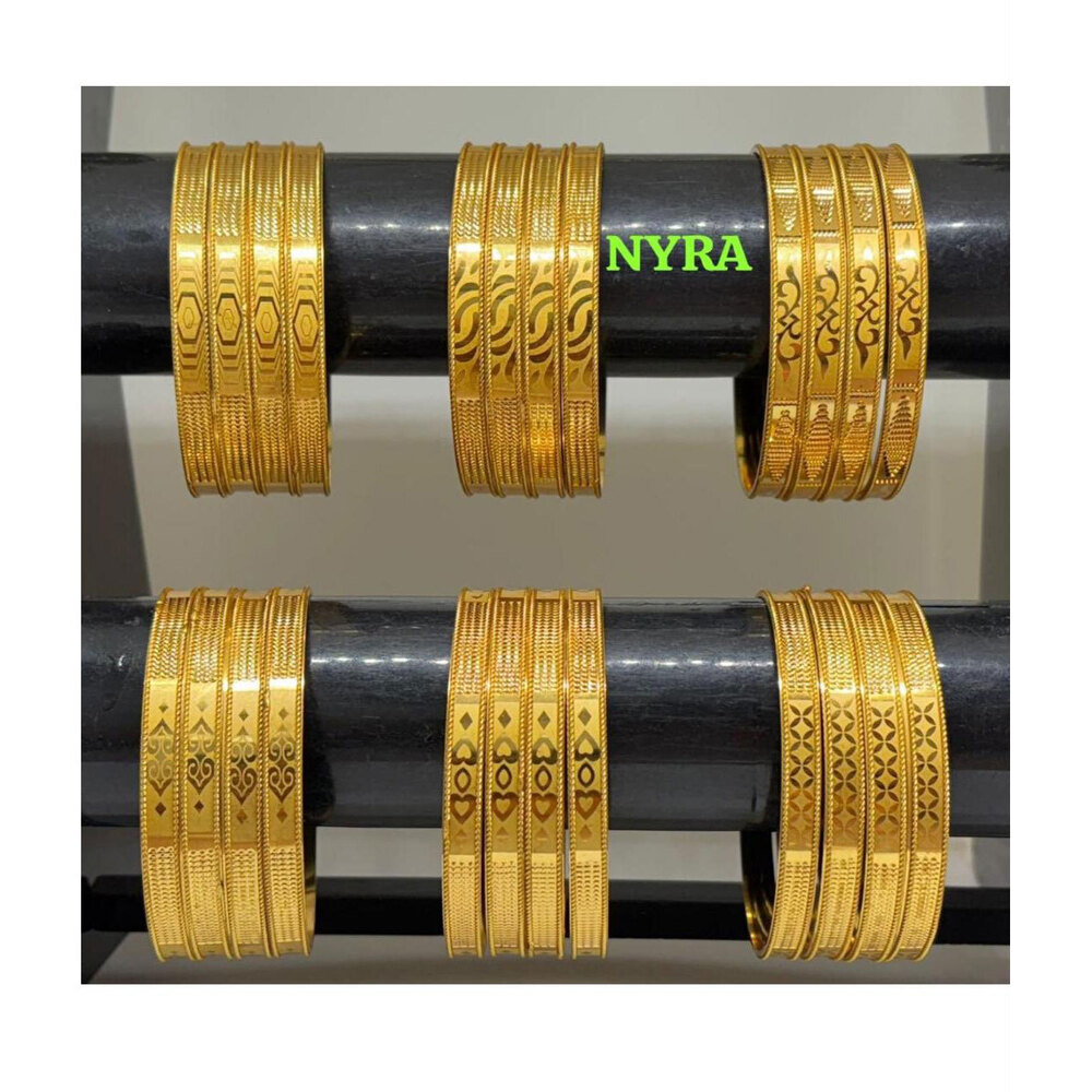 Nyra Brass Bangles, Gold Plated  Brass Bangles