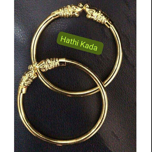 Hathi Kada Brass Bangles, Gold Plated Brass Bangles - Color: Golden