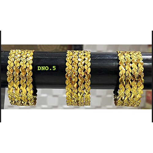 Dno 5 Brass Bangles, Gold Plated Brass Bangles - Color: Golden